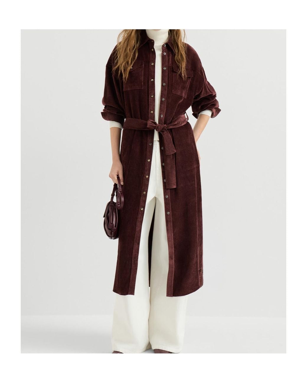 Brunello Cucinelli Purple Fluid Corduroy Shirt Dress