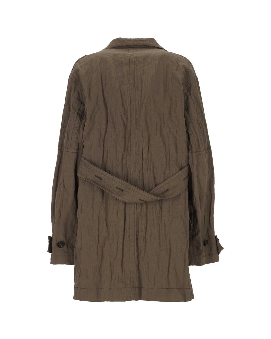 Ferragamo Brown Ferragamo Pocket Detailed Belted Coat