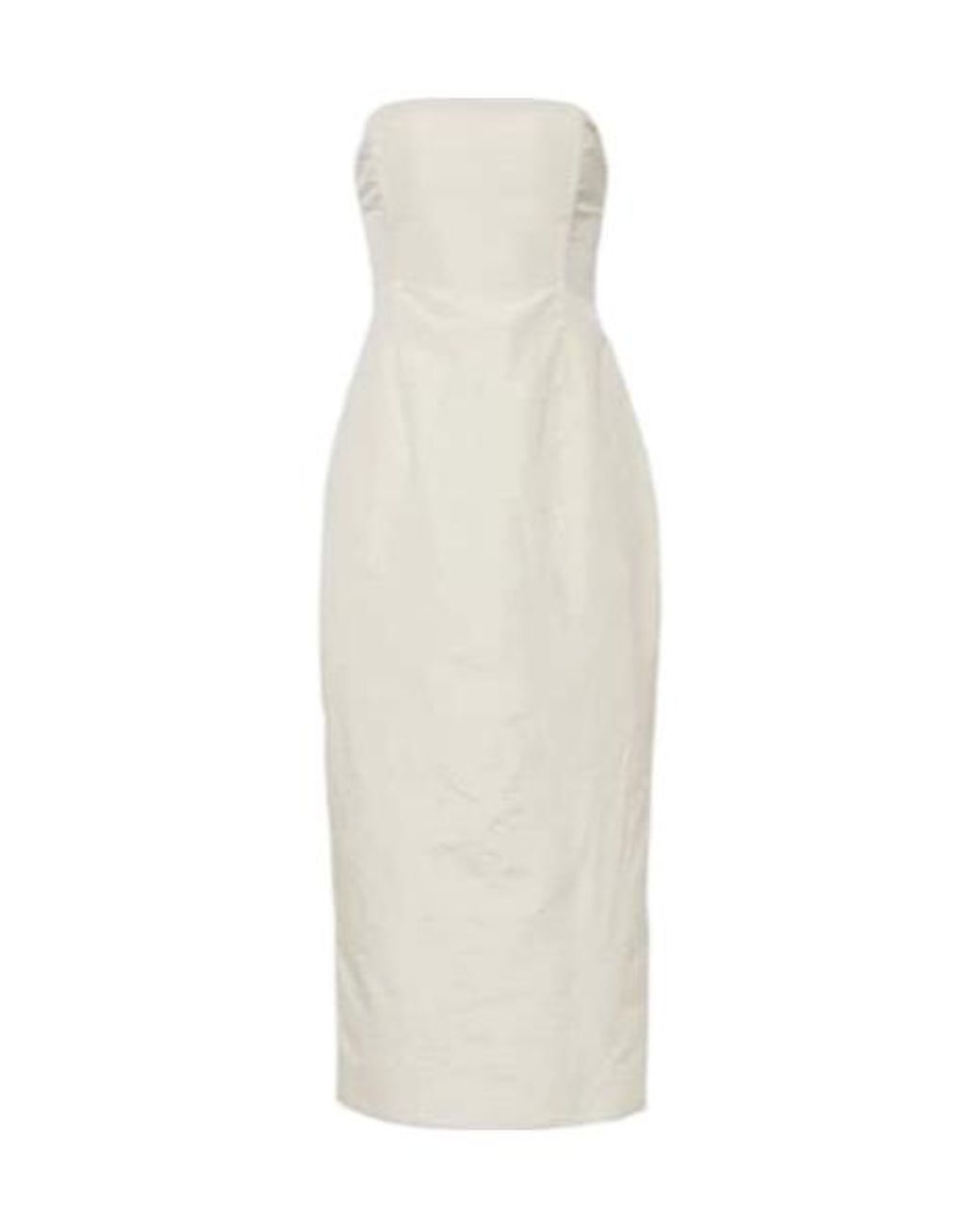 Magda Butrym White Strapless Silk Taffeta Midi Dress