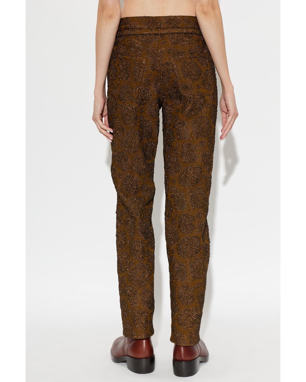 Dries Van Noten Brown Slim-Leg Jacquard Pants
