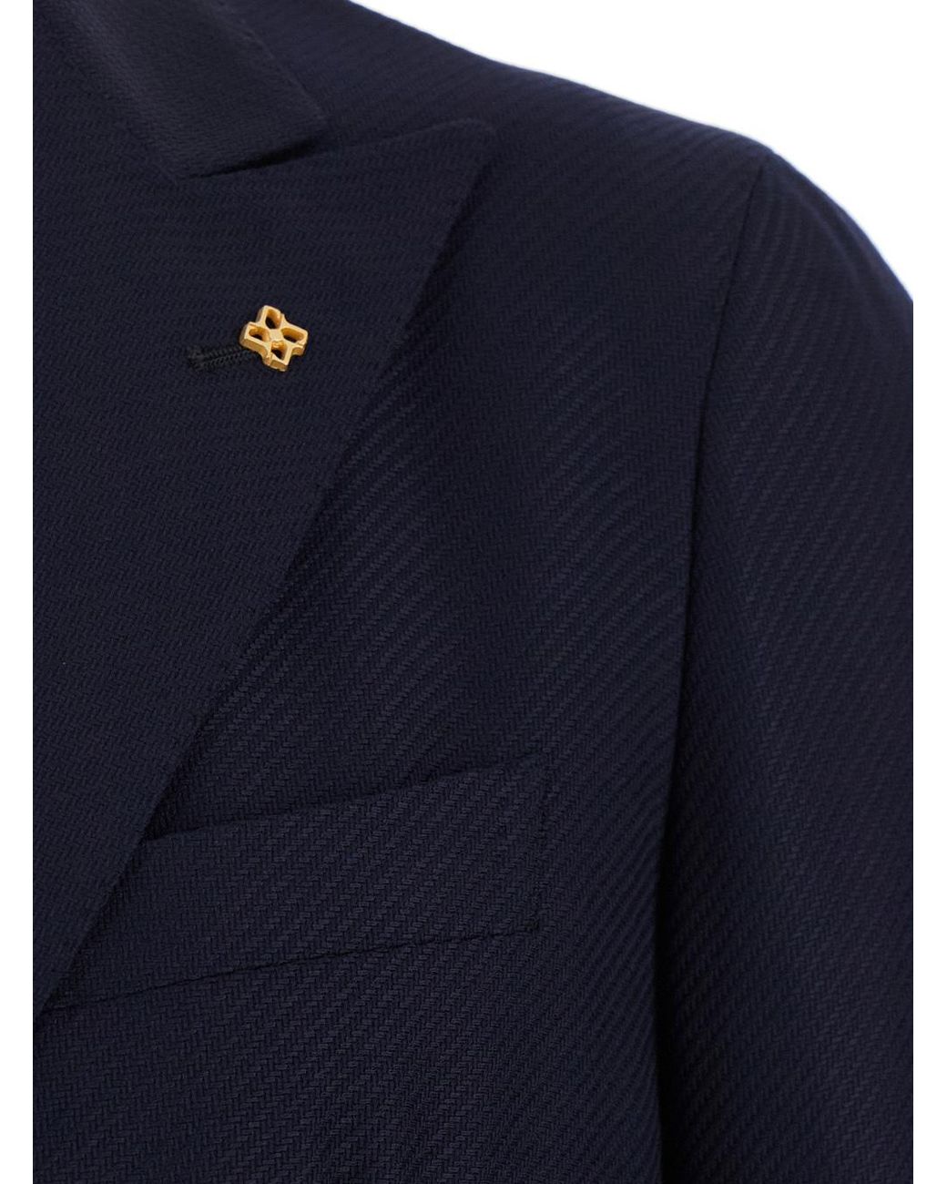 Tagliatore Blue Logo Plaque Double-Breasted Blazer for men