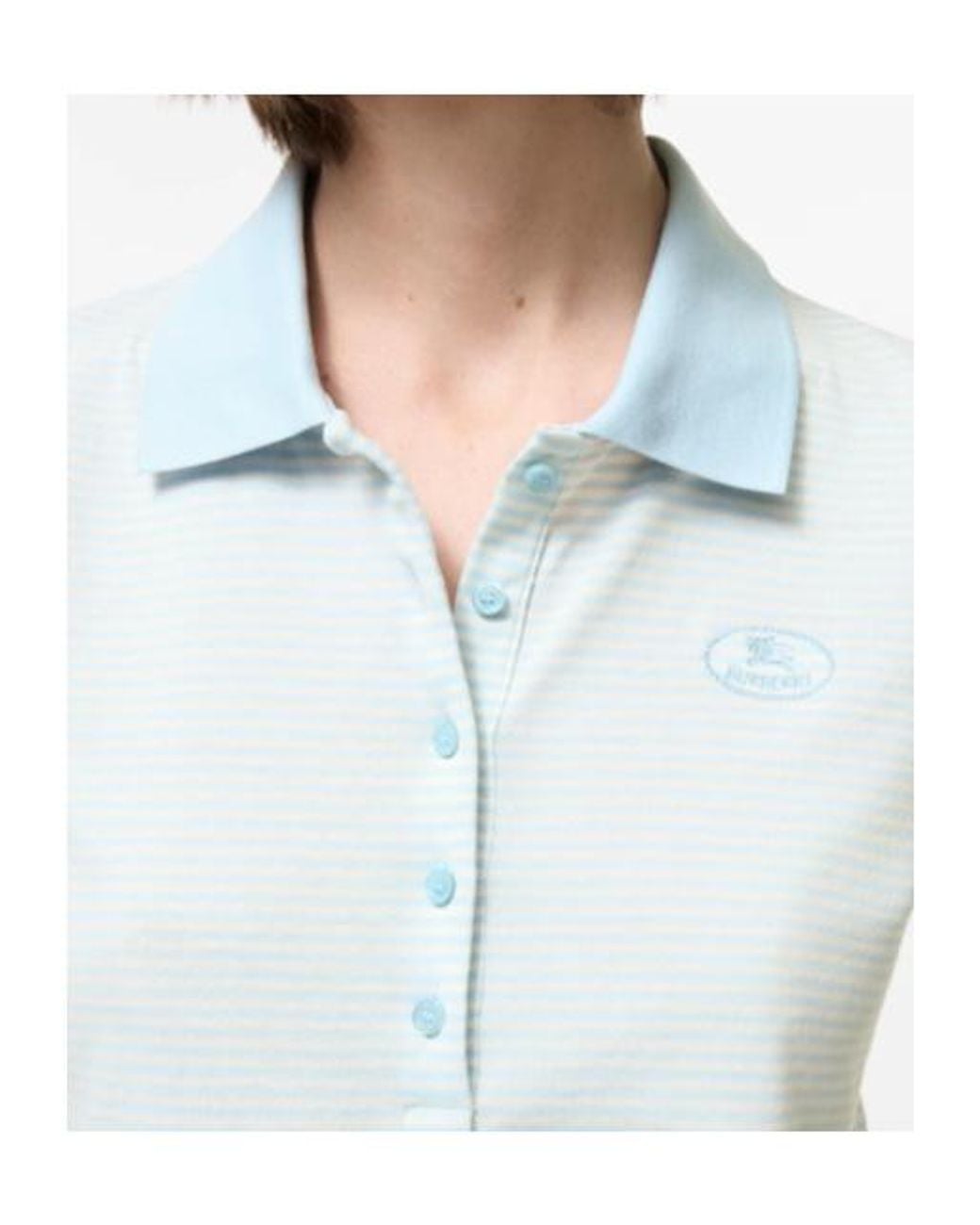 Burberry Blue Striped Cotton Polo Shirt