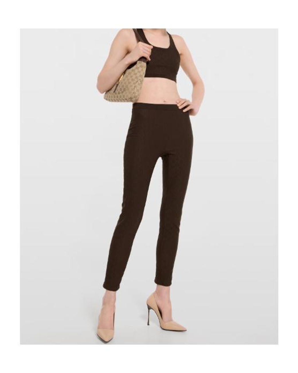 Gucci Brown Gg Jersey Jacquard Leggings