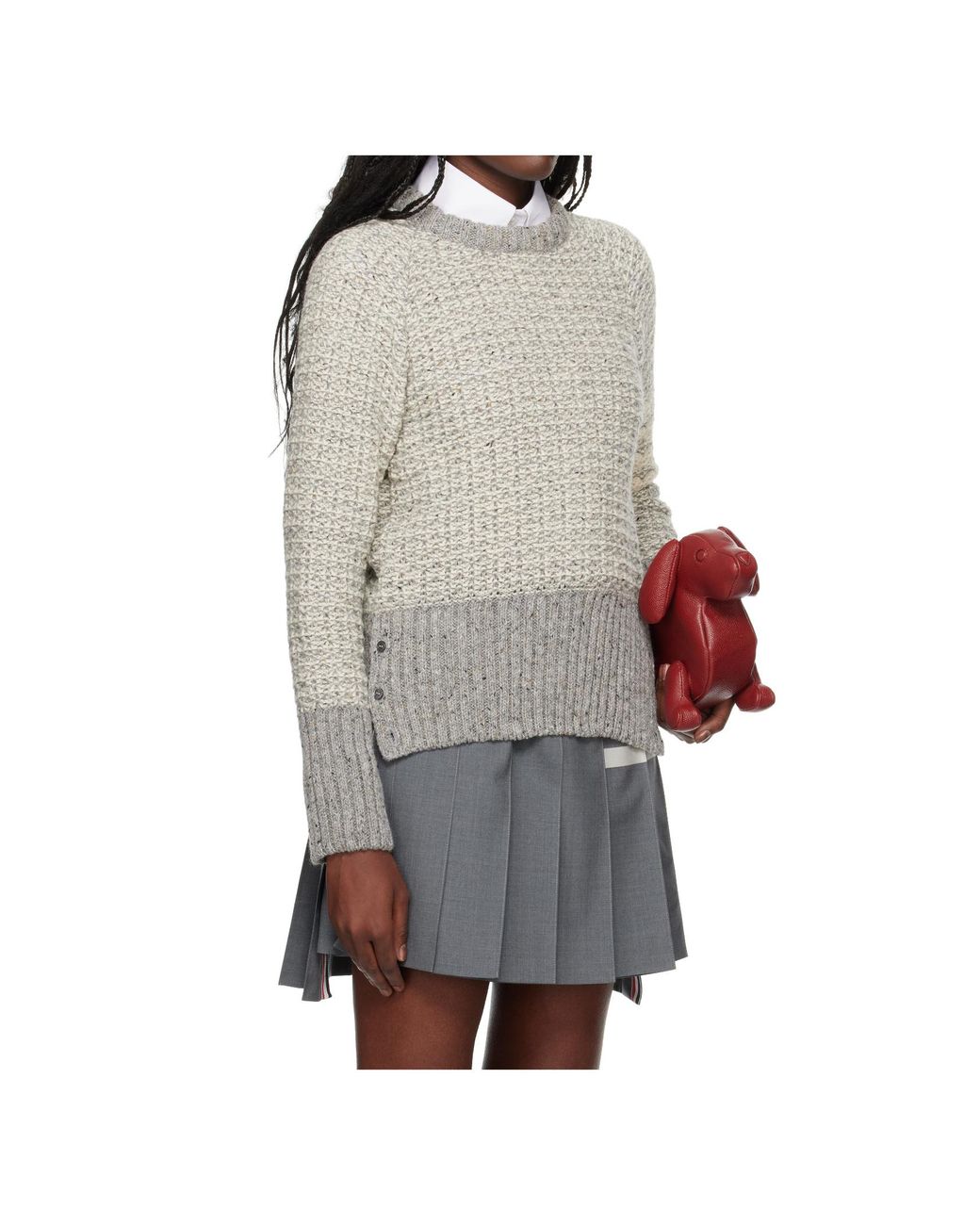 Thom Browne Gray 4-Bar Crewneck Jumper