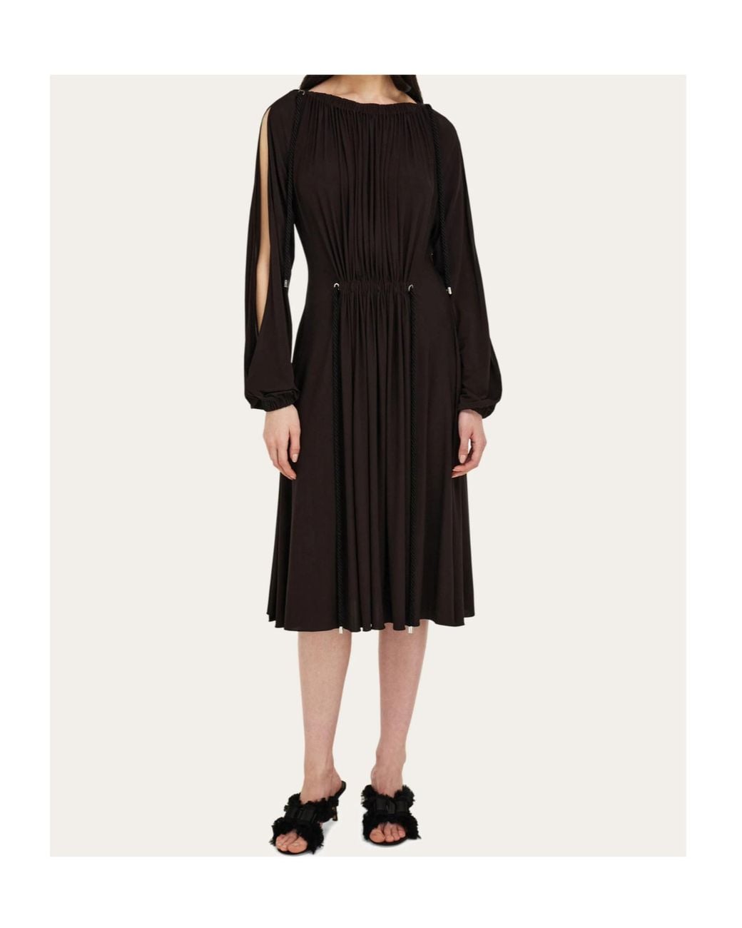 Ferragamo Black Pleated Dress