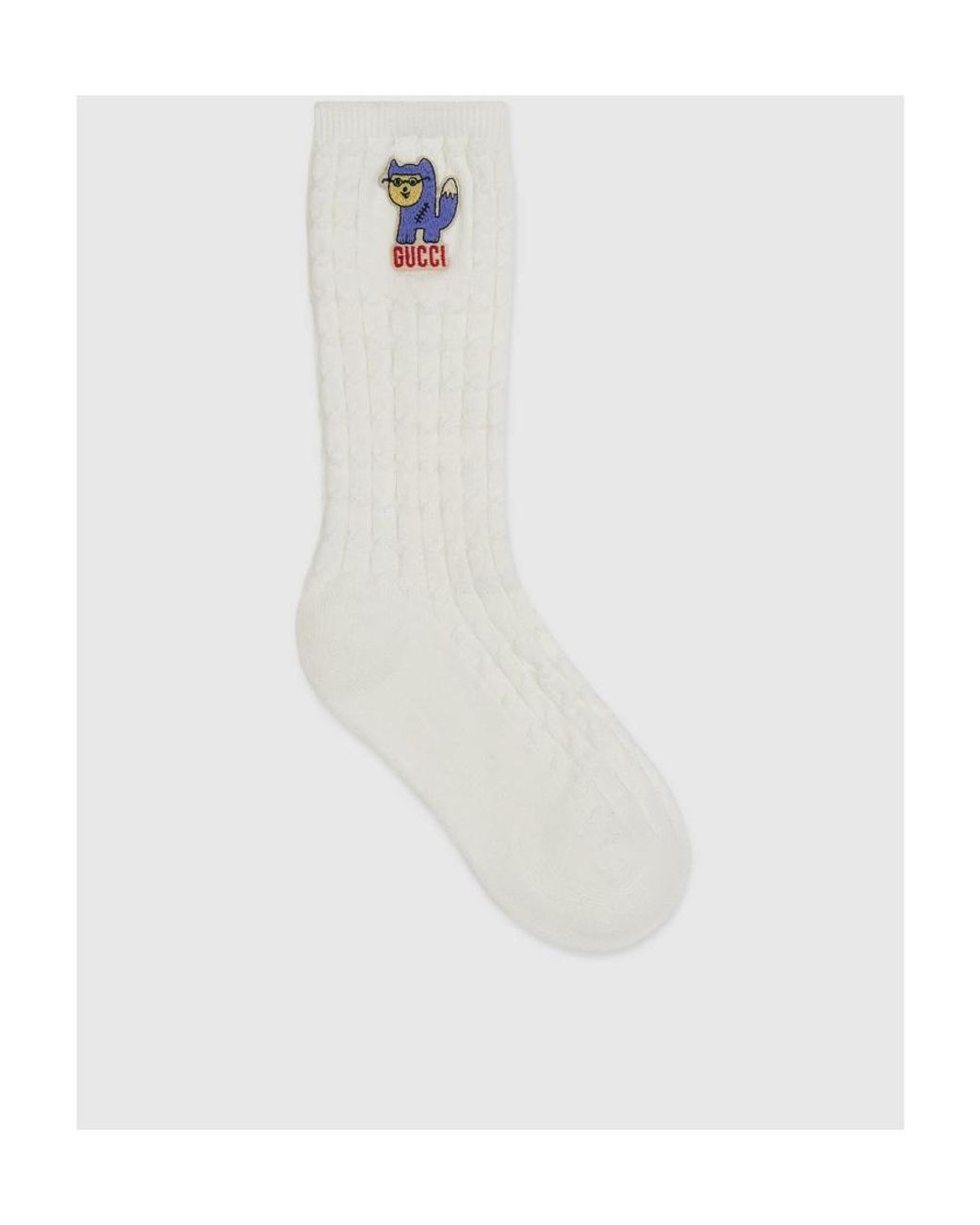 Gucci White Racoon Patch Knitted Socks for men