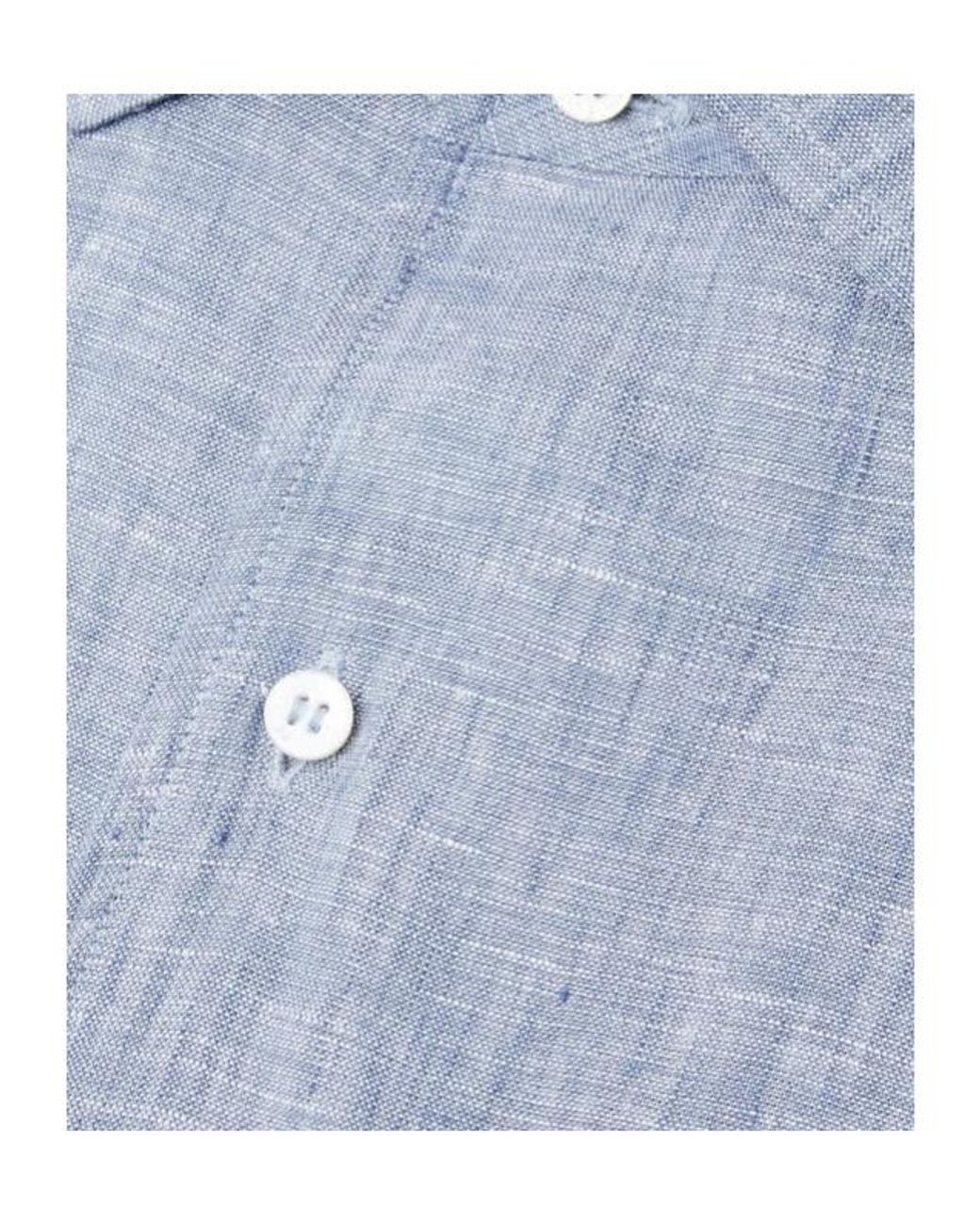 Loro Piana Blue Andre Button-Fastening Linen Shirt for men