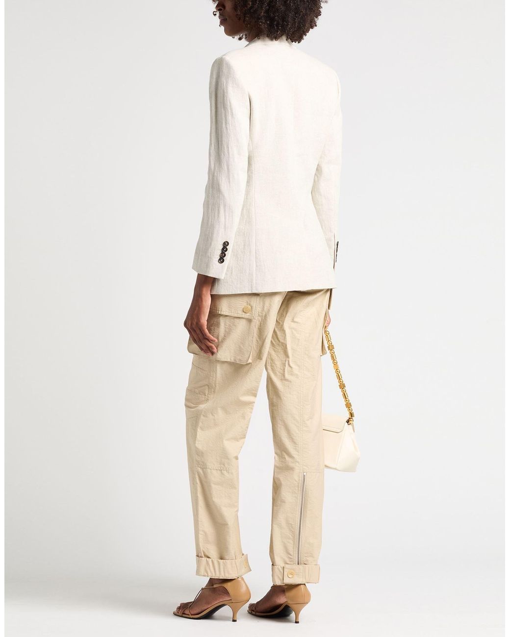 Brunello Cucinelli White Metallic Single-Breasted Blazer