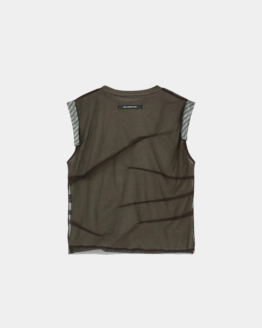 ANDERSSON BELL Green Layered Mesh Pleated Top
