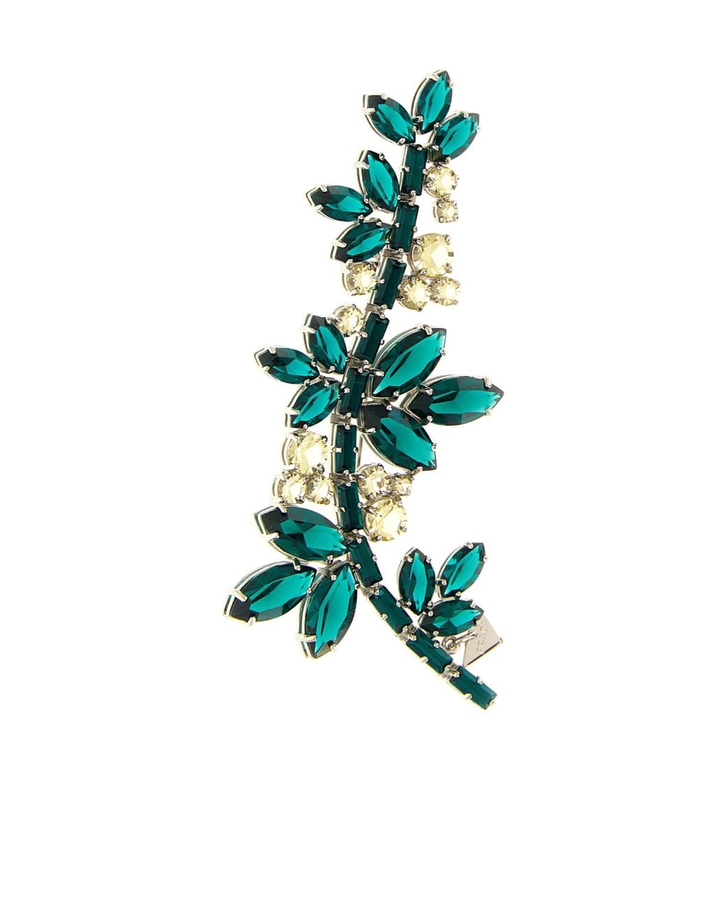 Prada Green Embellished Flowers Brooch