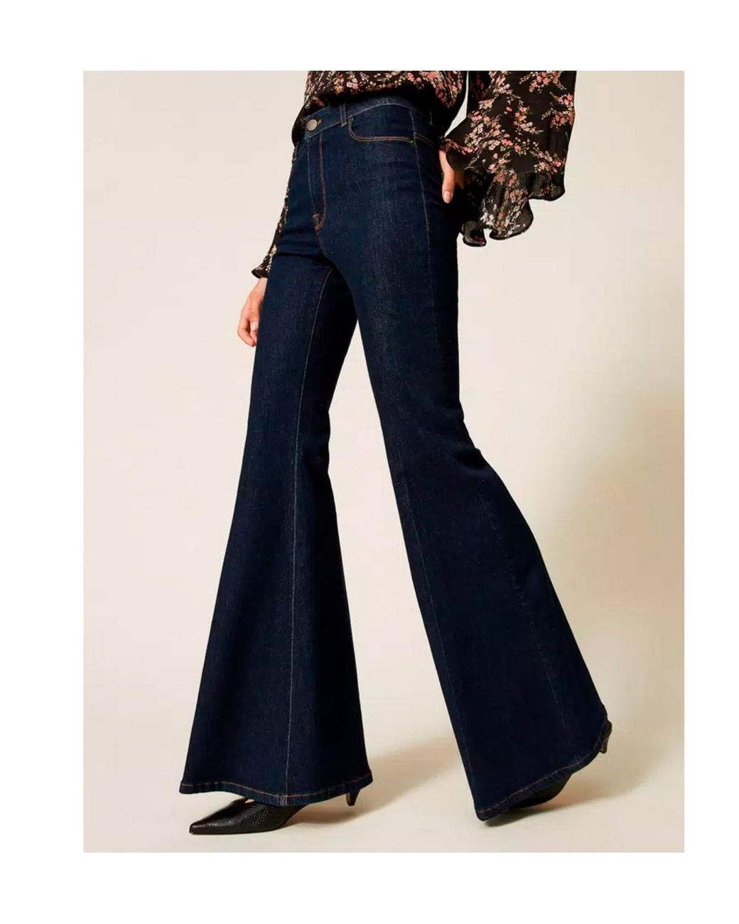 Twinset Blue Belt-Loop Flared Jeans