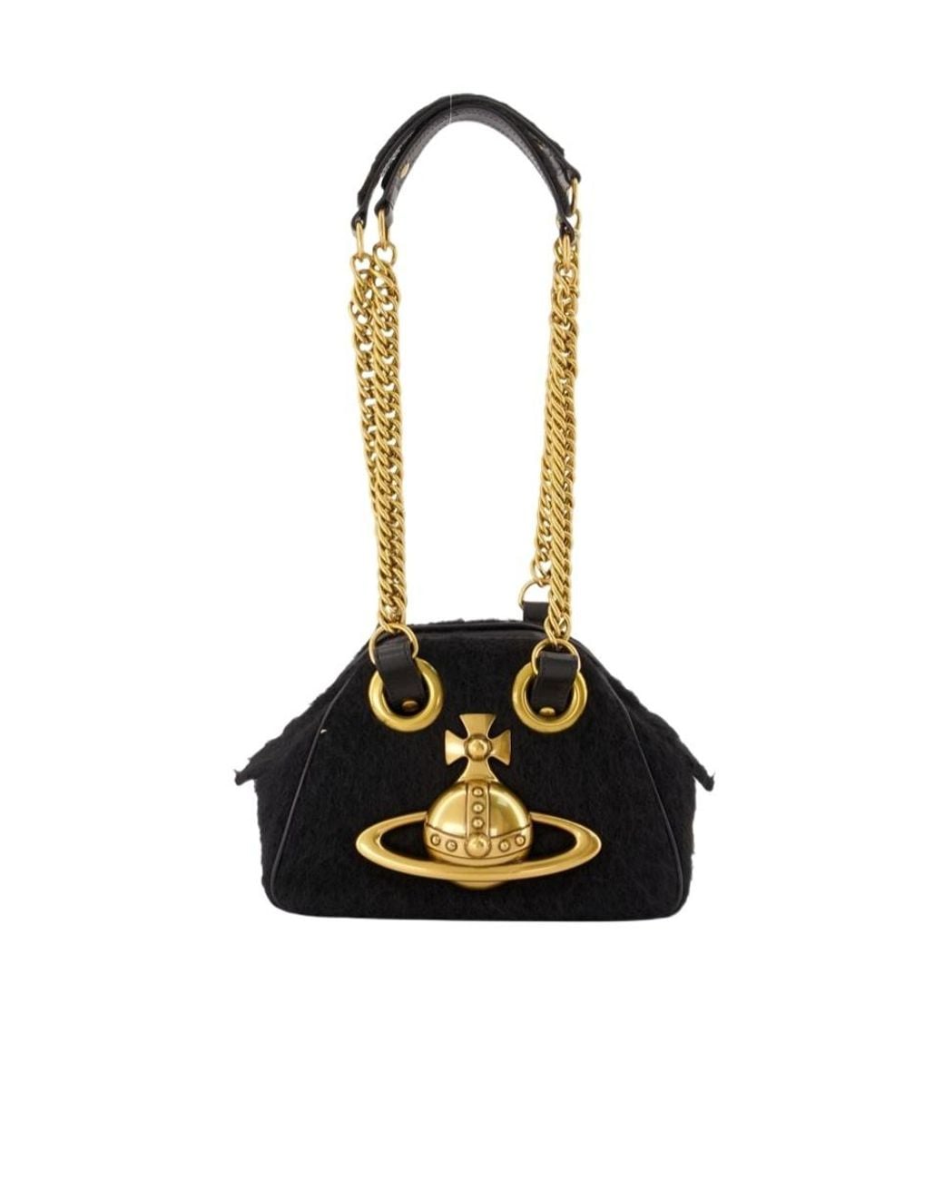 Vivienne Westwood Black Archive Orb Chain Tote Bag