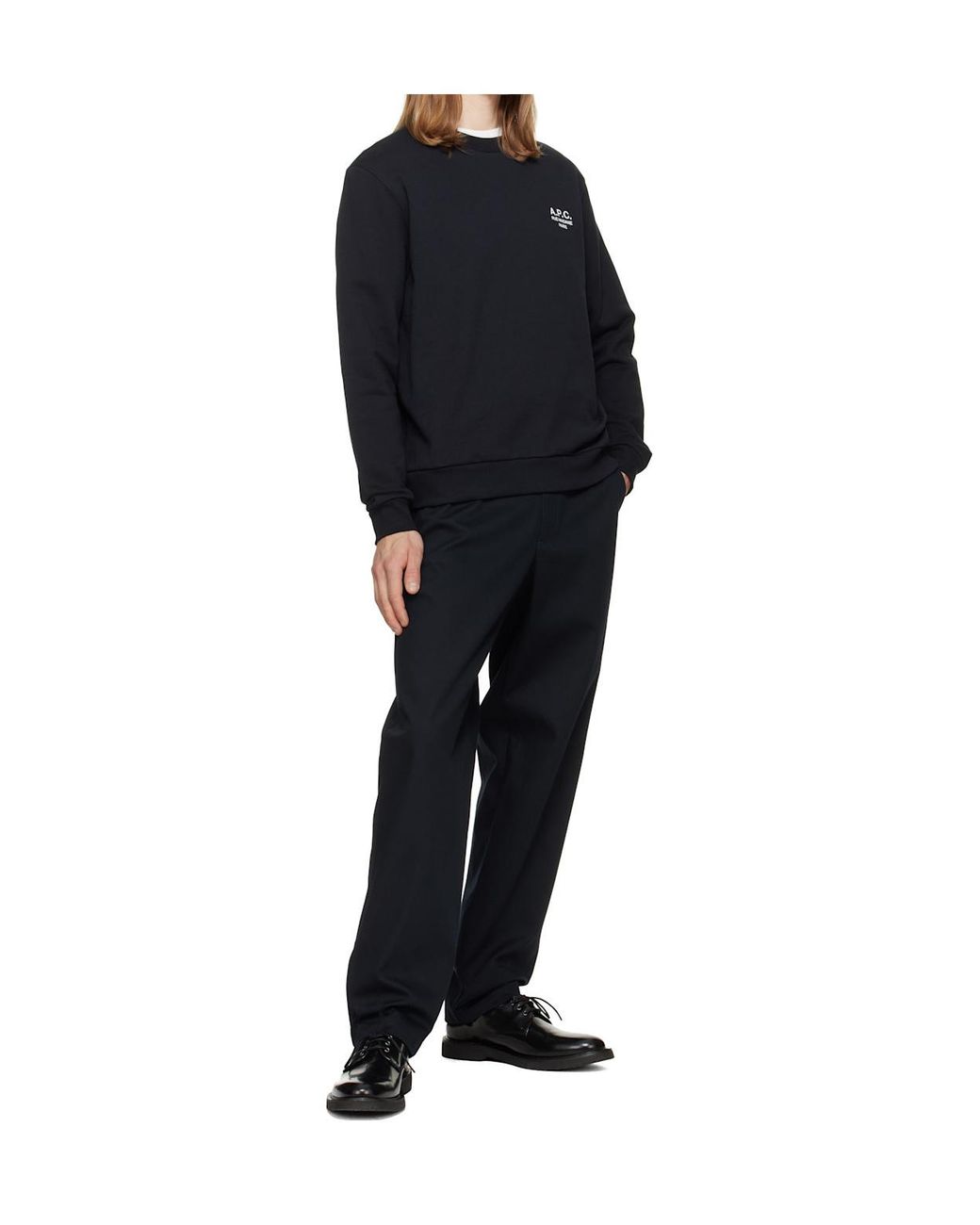 A.P.C. Black Straight-Leg Cotton Trousers for men