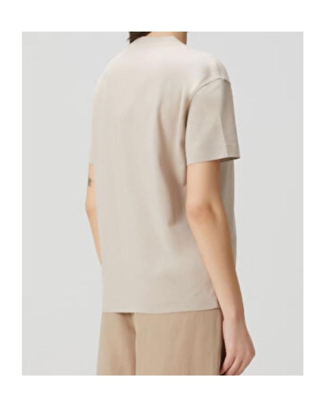 Brunello Cucinelli White Shiny Tab Crewneck T-Shirt