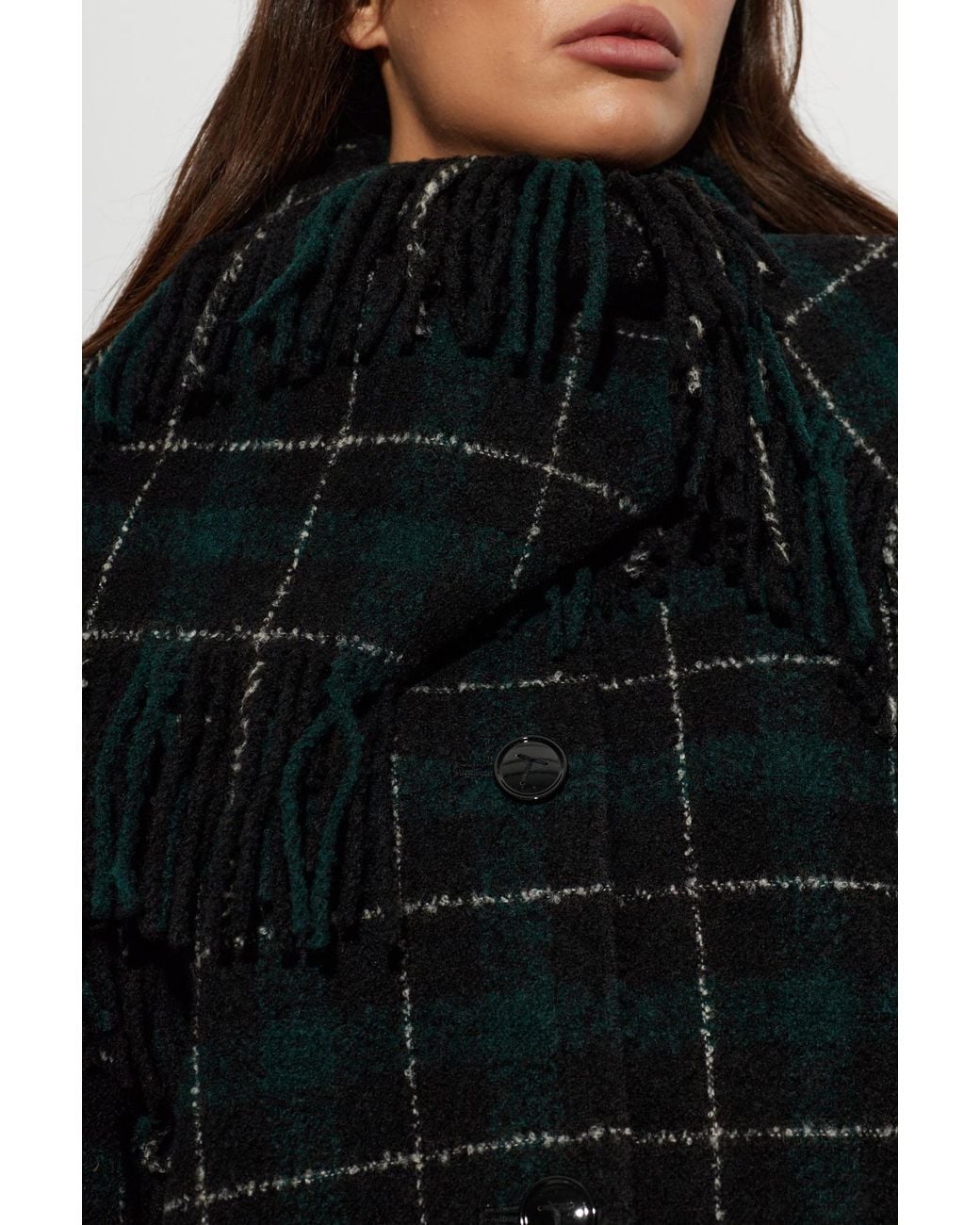 Totême Black Totême Checked Fringed Shawl Jacket