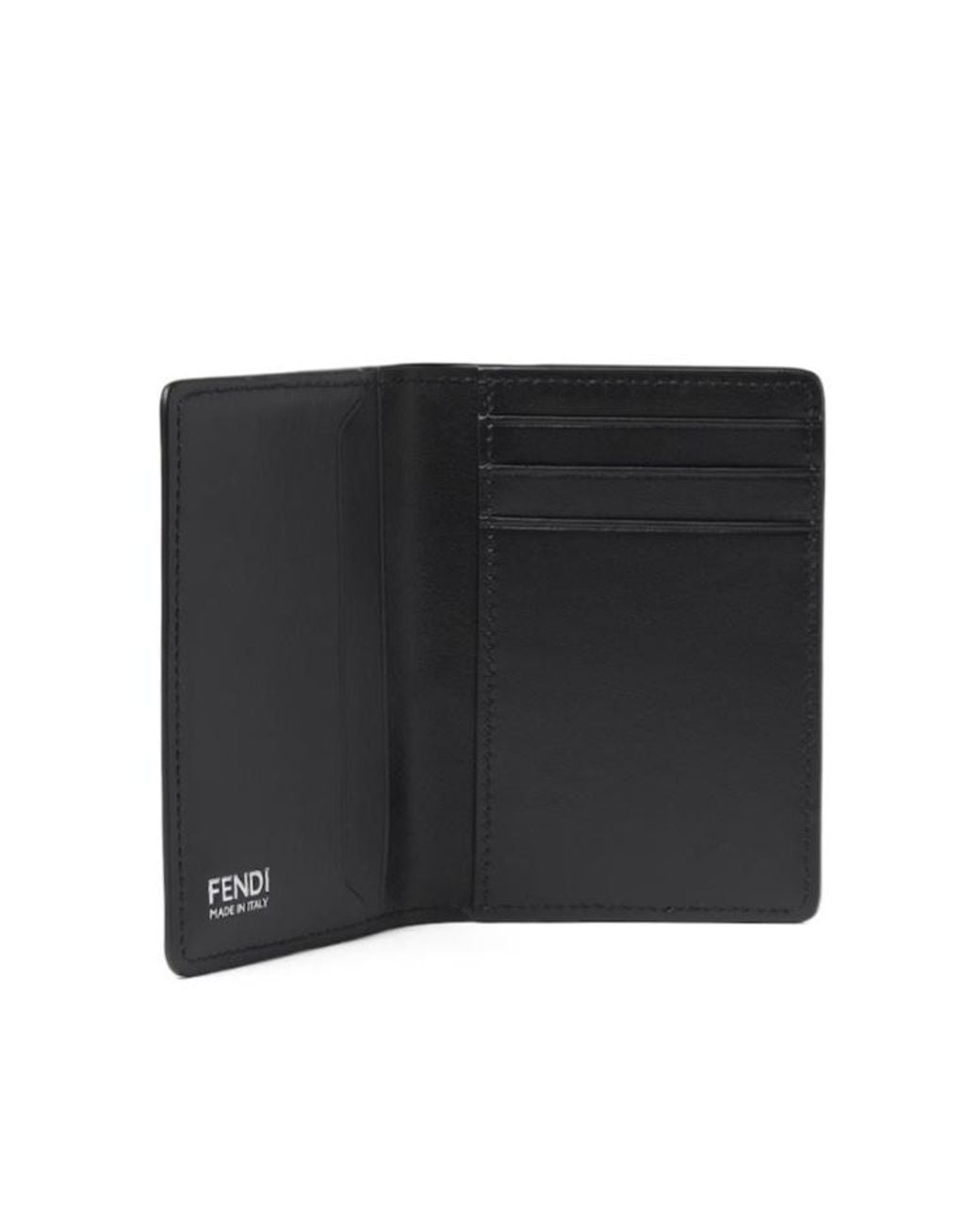 Fendi Black Full-Grain Leather Card Holder for men