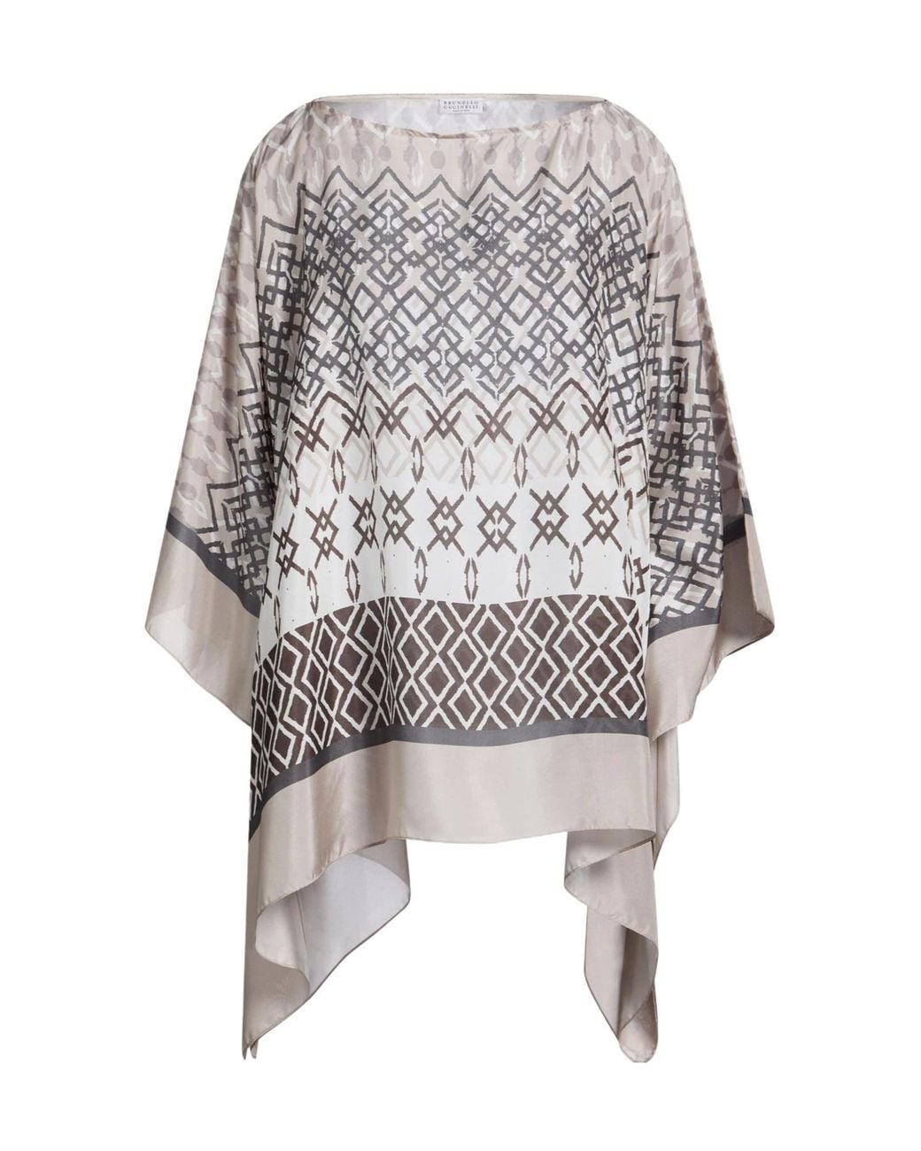 Brunello Cucinelli Multicolor Colorful Satin Short-Sleeve Top