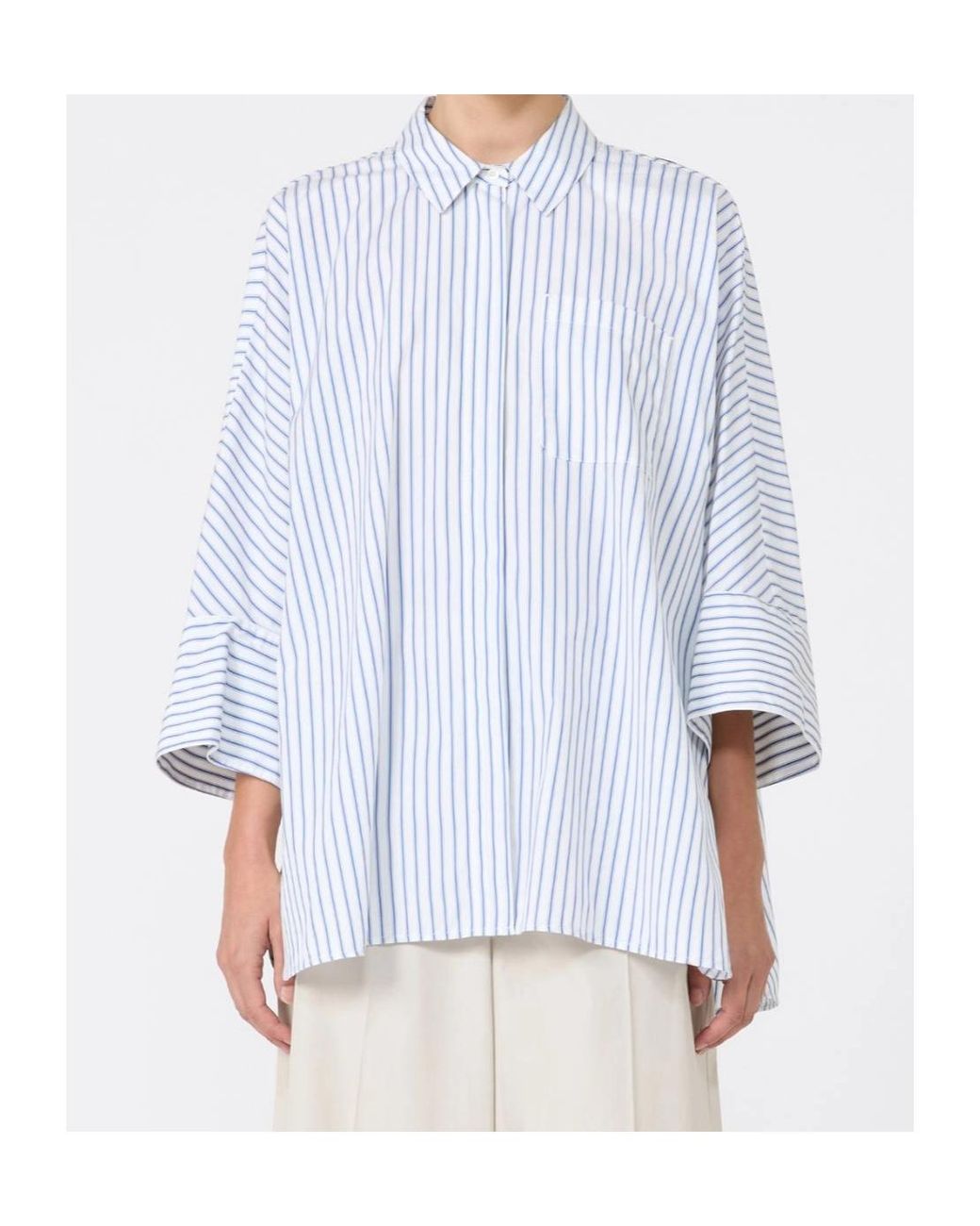 Max Mara Blue 'S Avenue Striped Oversized Shirt