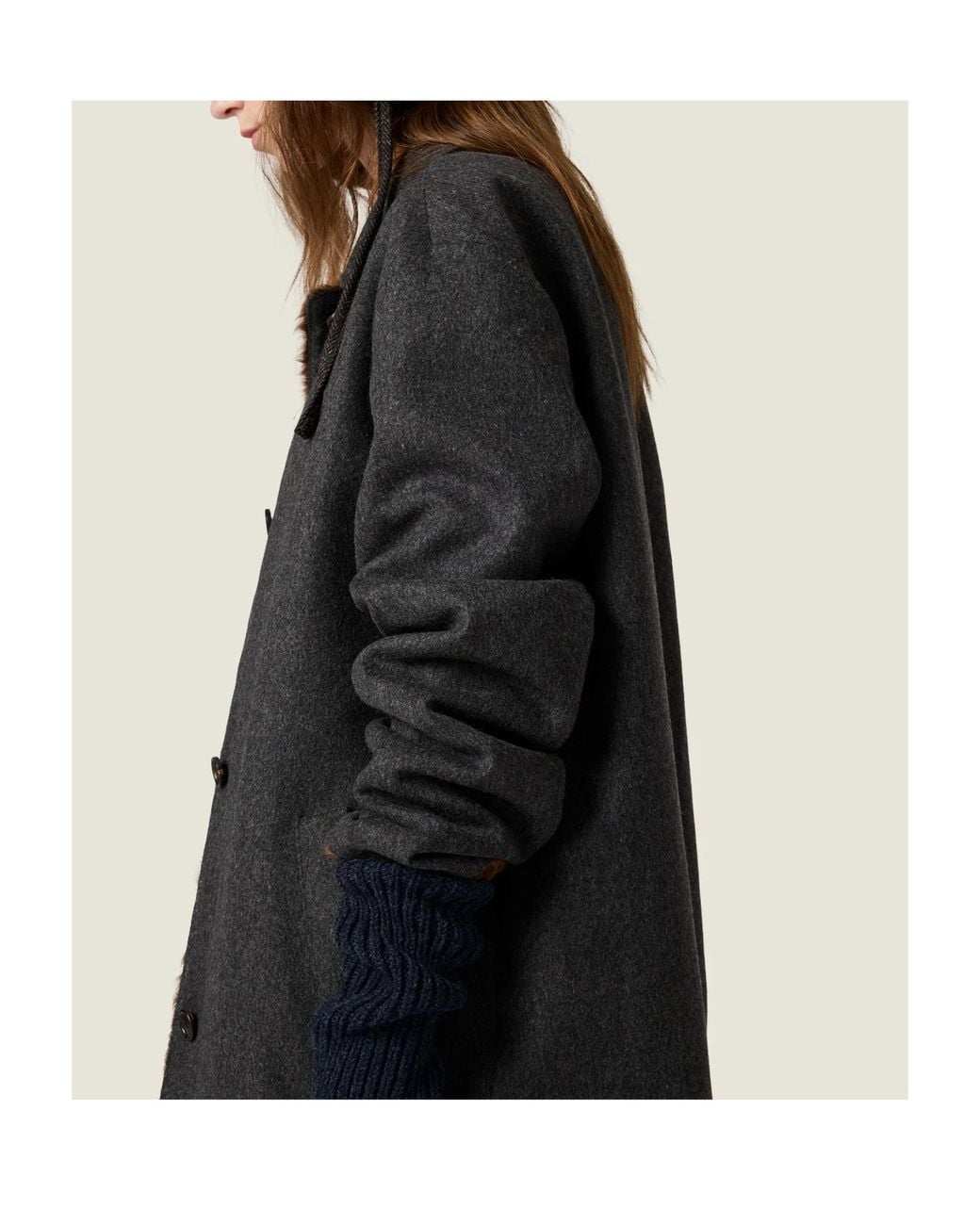 Miu Miu Black Reversible Wool And Chekiang Coat