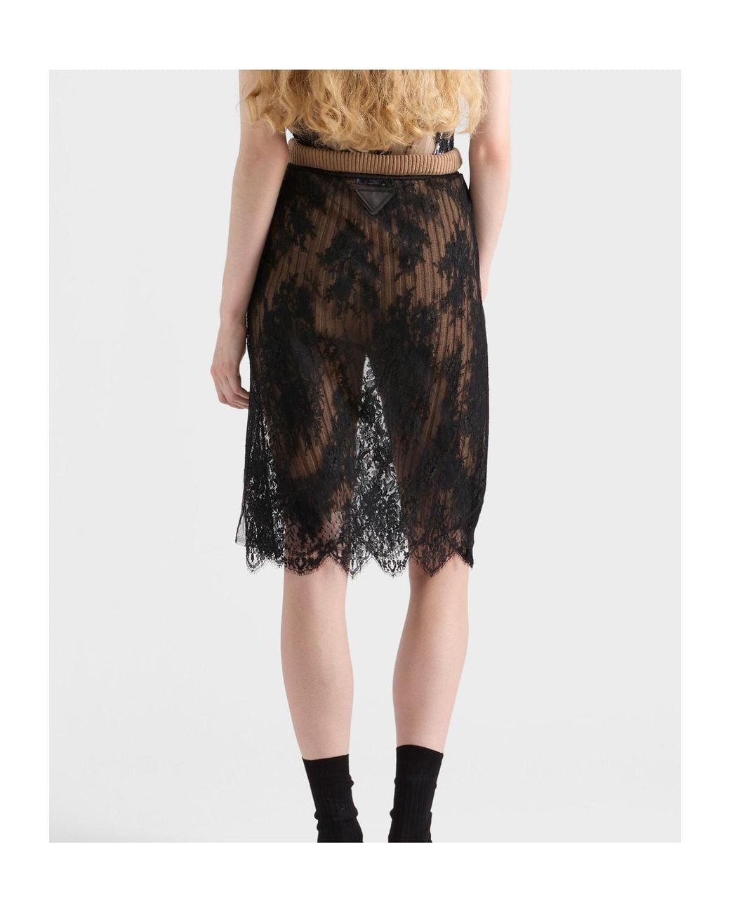Prada Black Lace Pencil Skirt