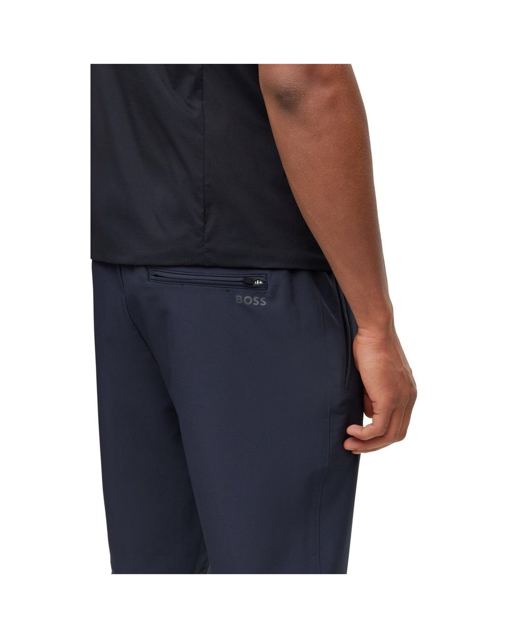Boss Blue Solid Color Casual Pants for men