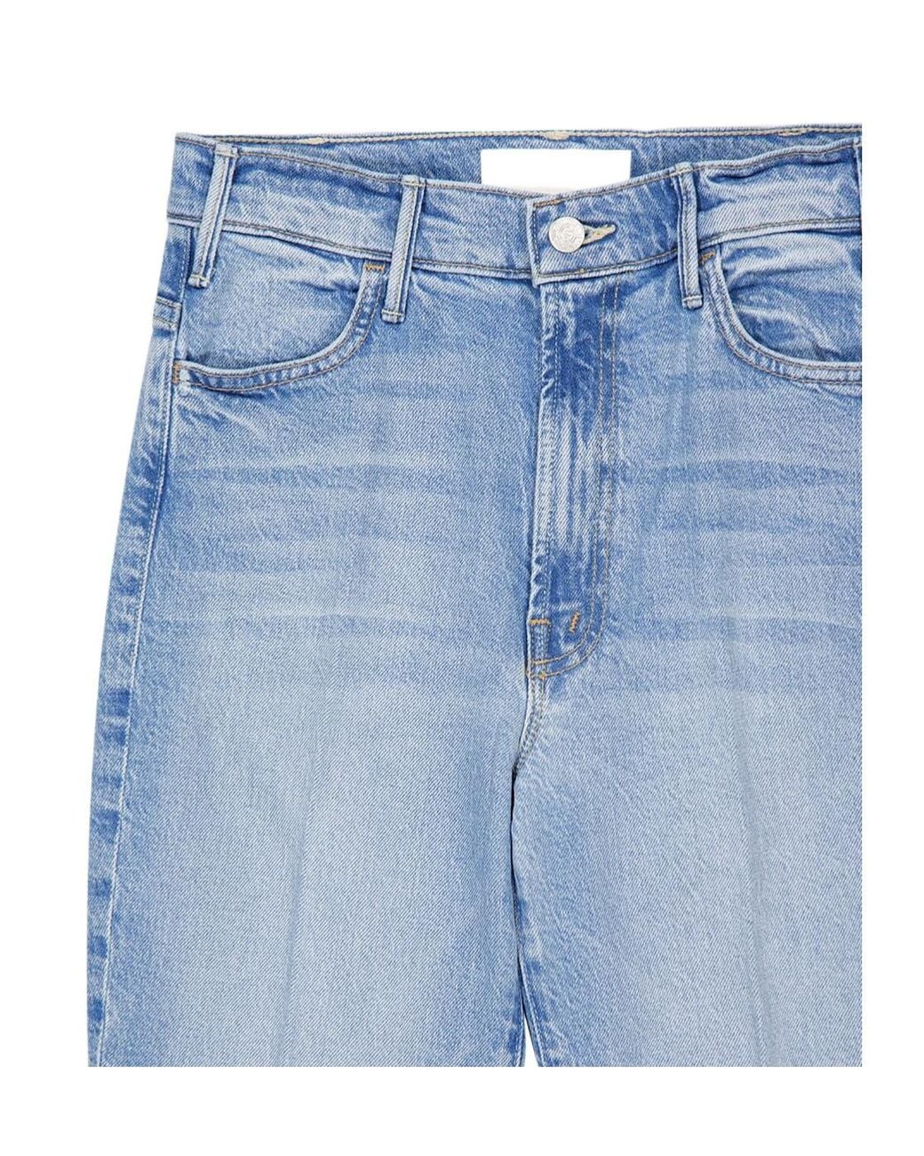 Mother Blue The Hustler Frayed-Hem Jeans