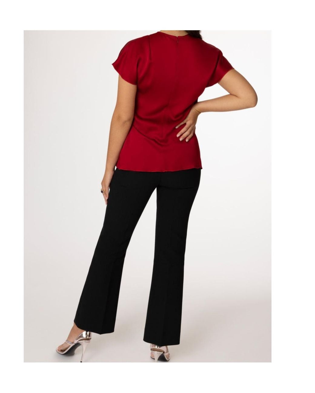 Victoria Beckham Red Draped Ruffle Top