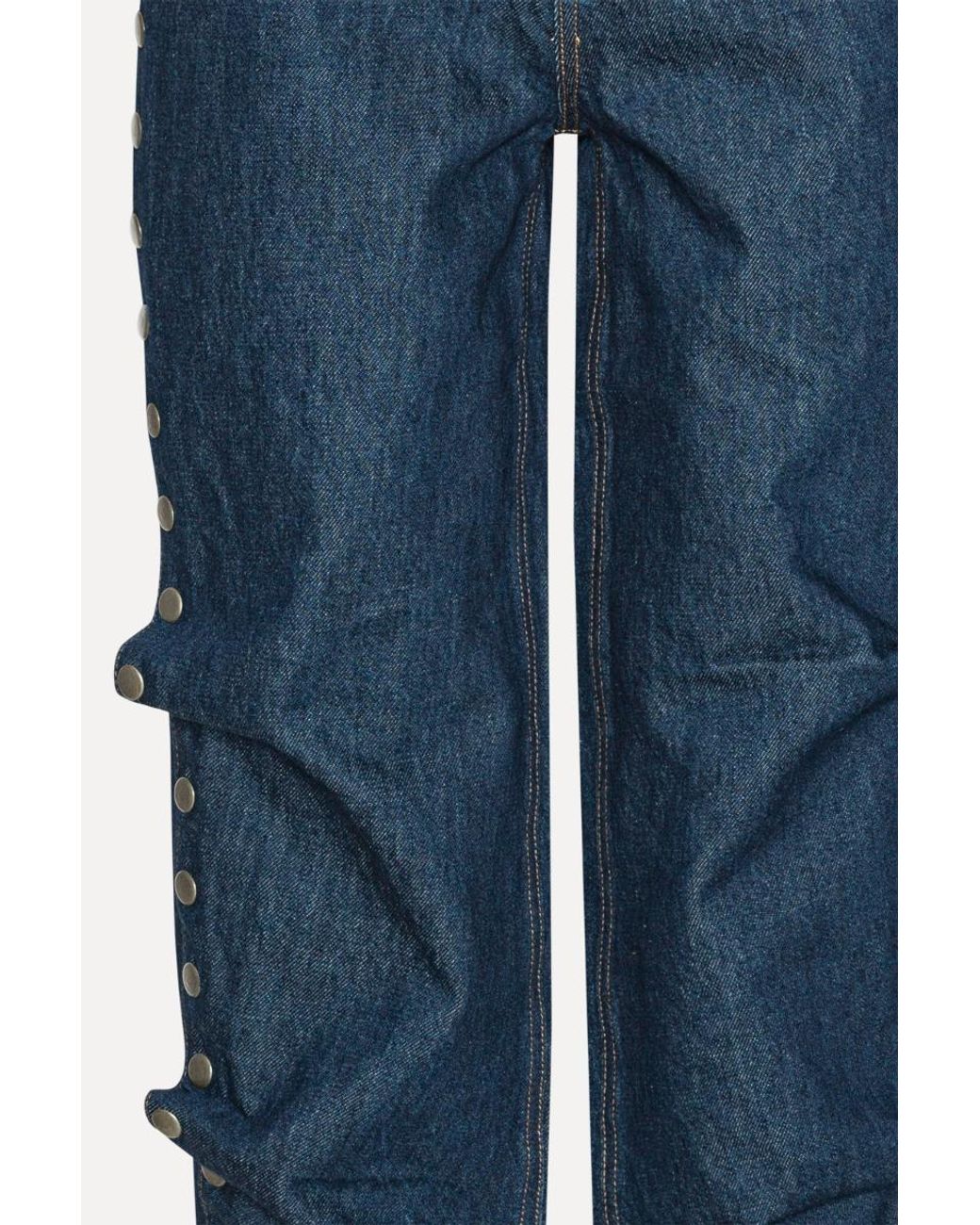 ROTATE BIRGER CHRISTENSEN Blue Wide-Leg Buttoned Jeans