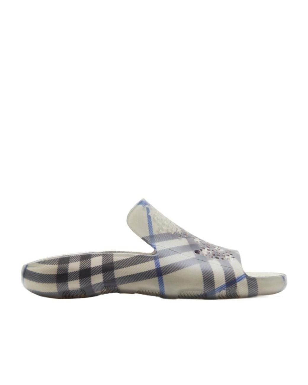 Burberry White Stingray Checked Equestrian Knight Motif Slides for men