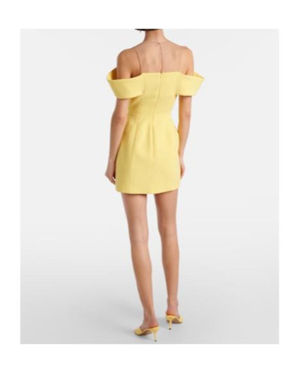 David Koma Yellow Off-Shoulder Wool Crêpe Minidress