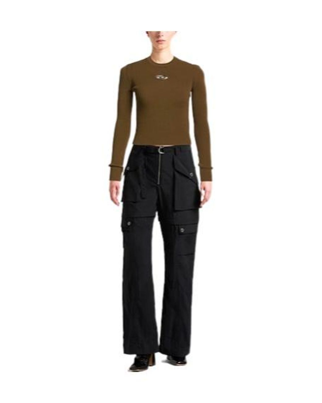 DIESEL Green Ribbed Long-Sleeved T-Shirt