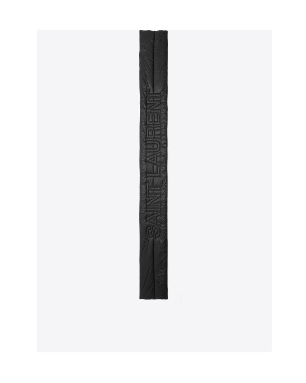 Saint Laurent Black Logo Patch Quilted Scarf