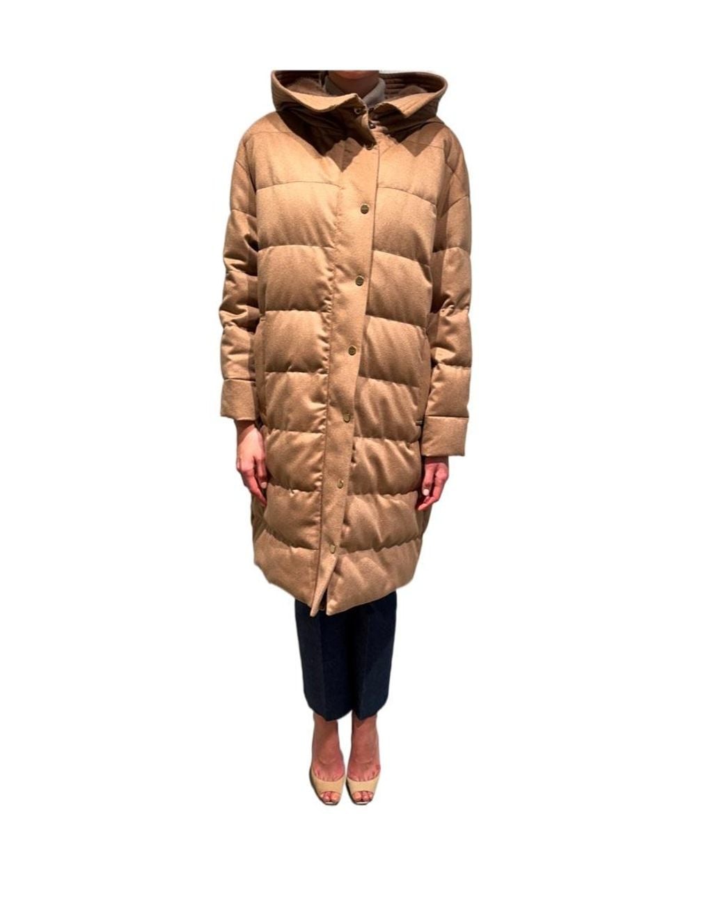 Max Mara Natural Long-Sleeved Cotton-Padded Jacket