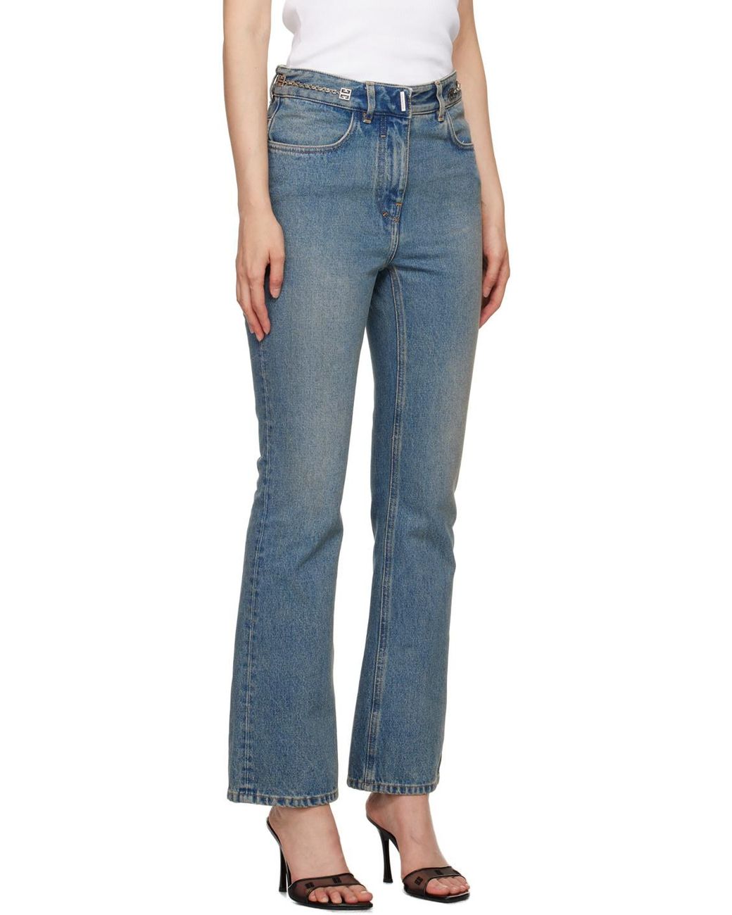 Givenchy Blue Chain-Detailed Bootcut Jeans