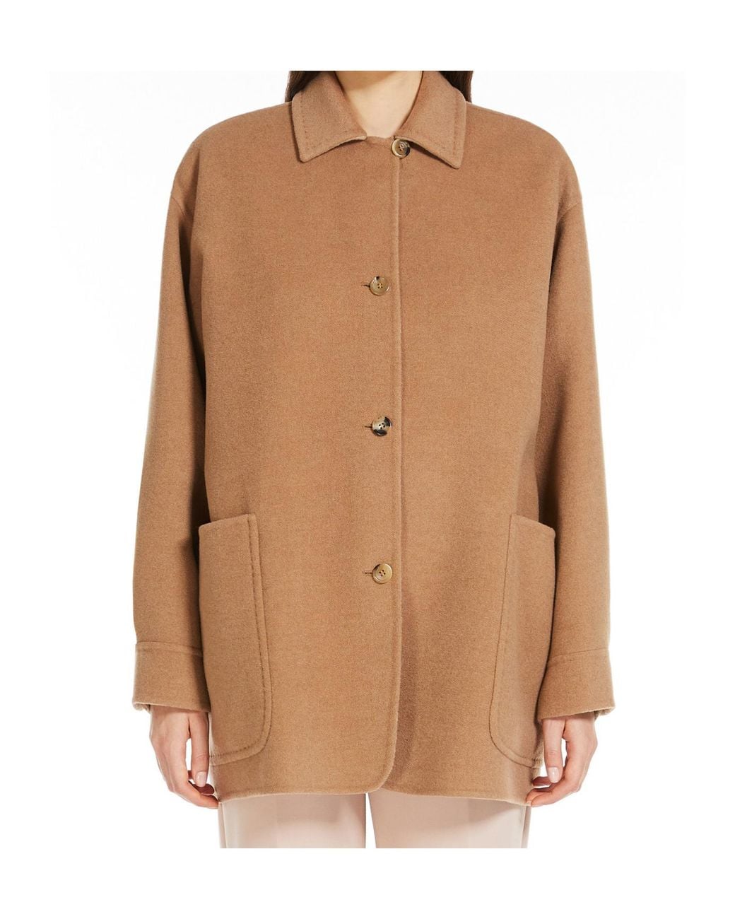 Max Mara Brown Collared Button-Up Coat