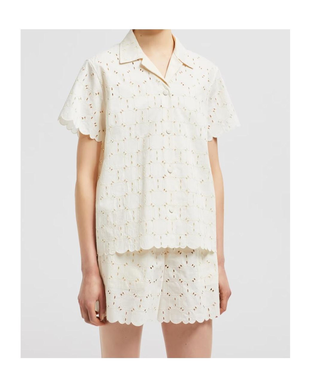 Moncler White Short-Sleeved Buttoned Shirt