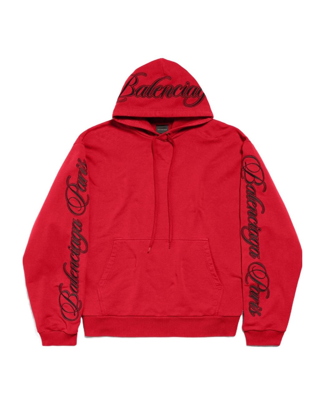 Balenciaga Red Cursive Oversized Hoodie for men