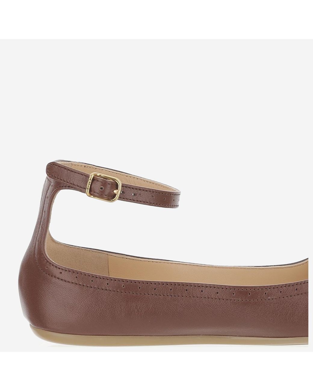 Chloé Brown Chloé Ankle Strap Ballet Flats