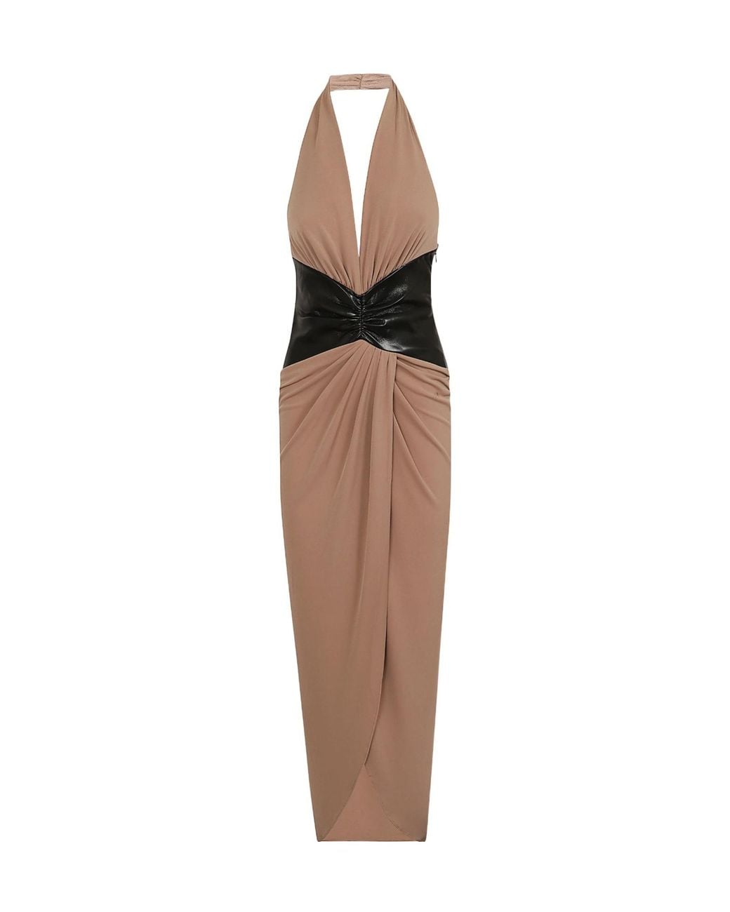 ANDAMANE Multicolor Halterneck Draped Midi Dress