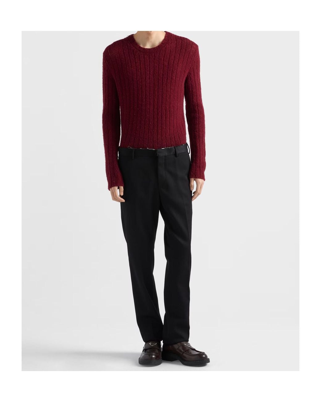 Prada Red Wool Crew-Neck Sweater for men