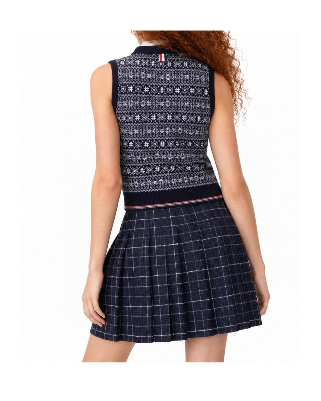 Thom Browne Blue Merino-Wool Jacquard Snowflake Shell Top