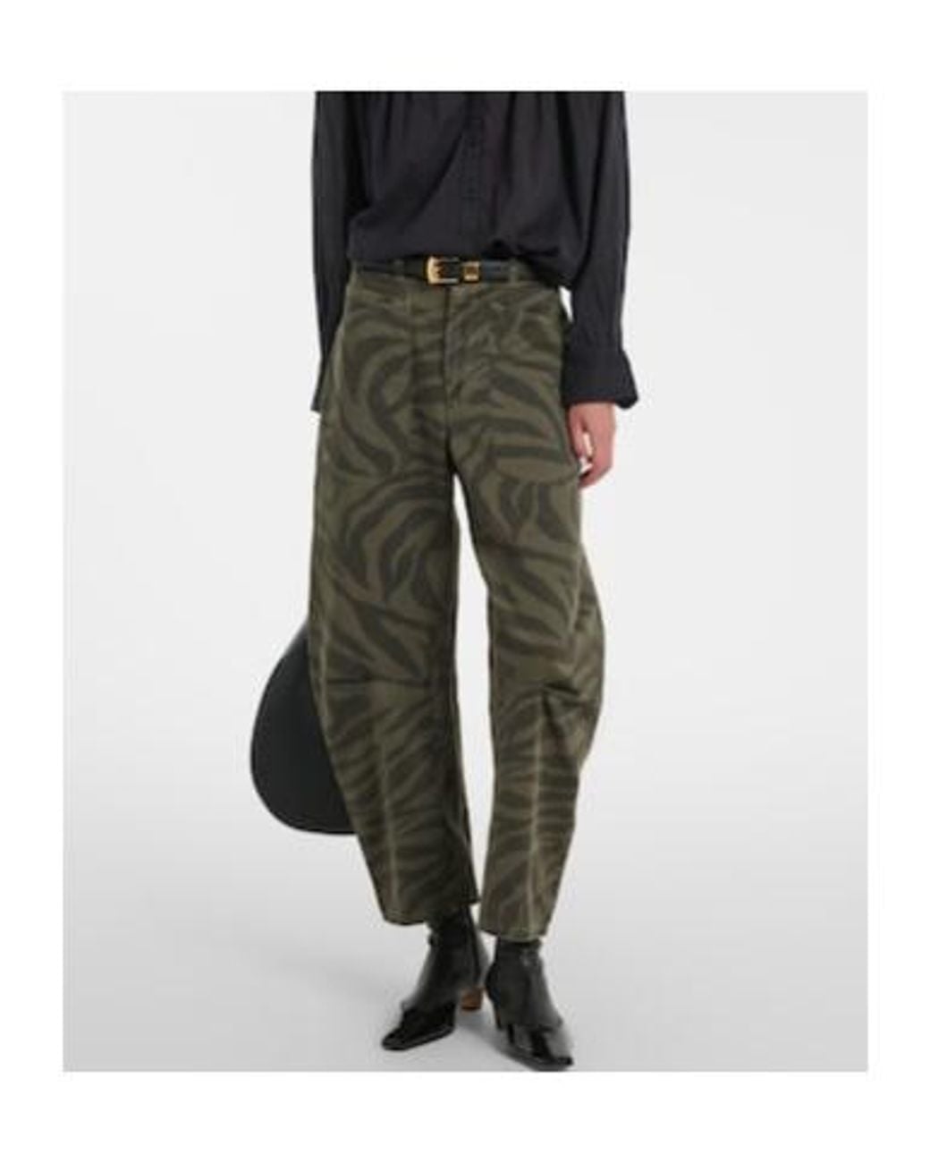 Nili Lotan Green Camouflage Zebra Print Jeans