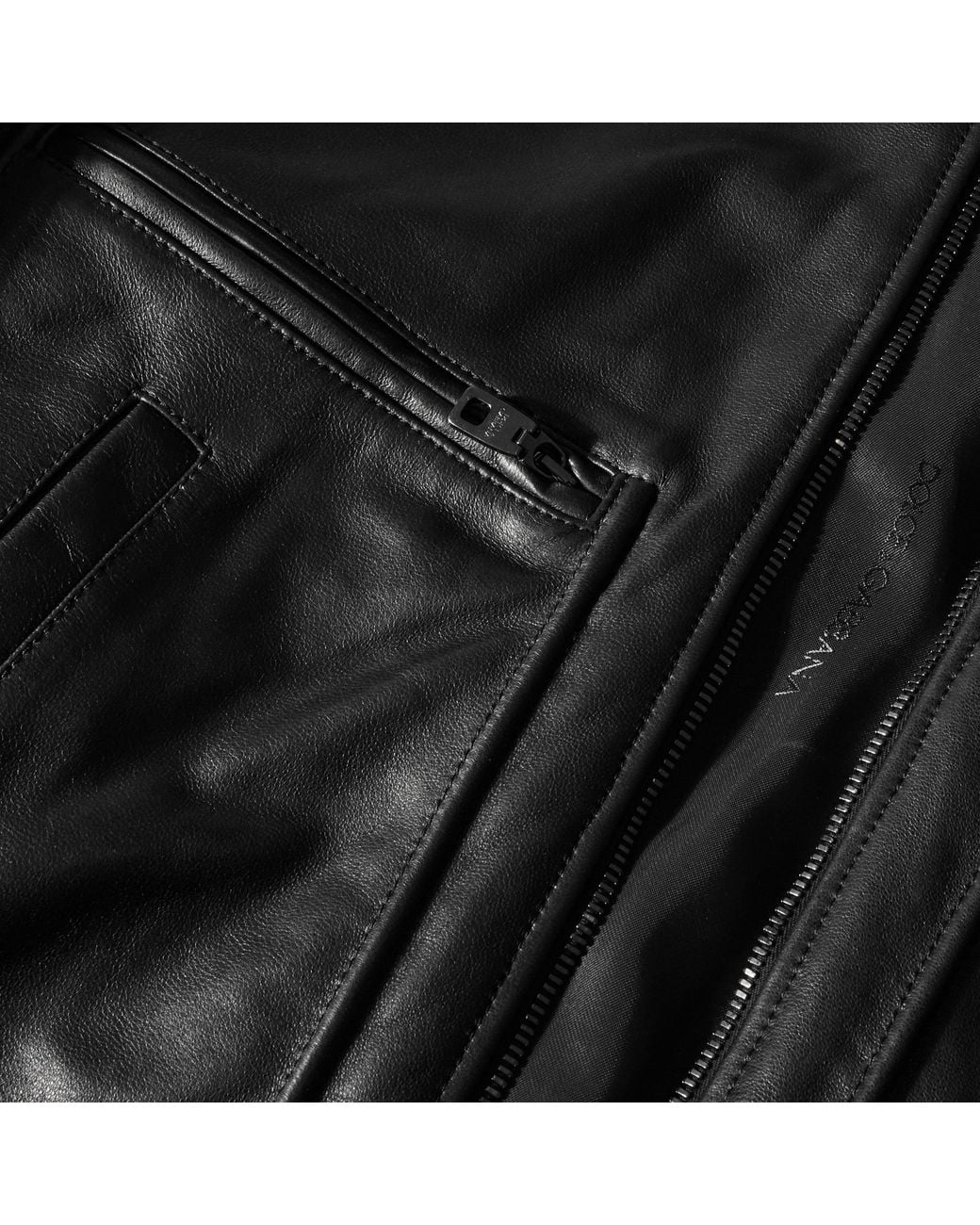 Dolce & Gabbana Black Stand-Collar Moto Leather Jacket for men