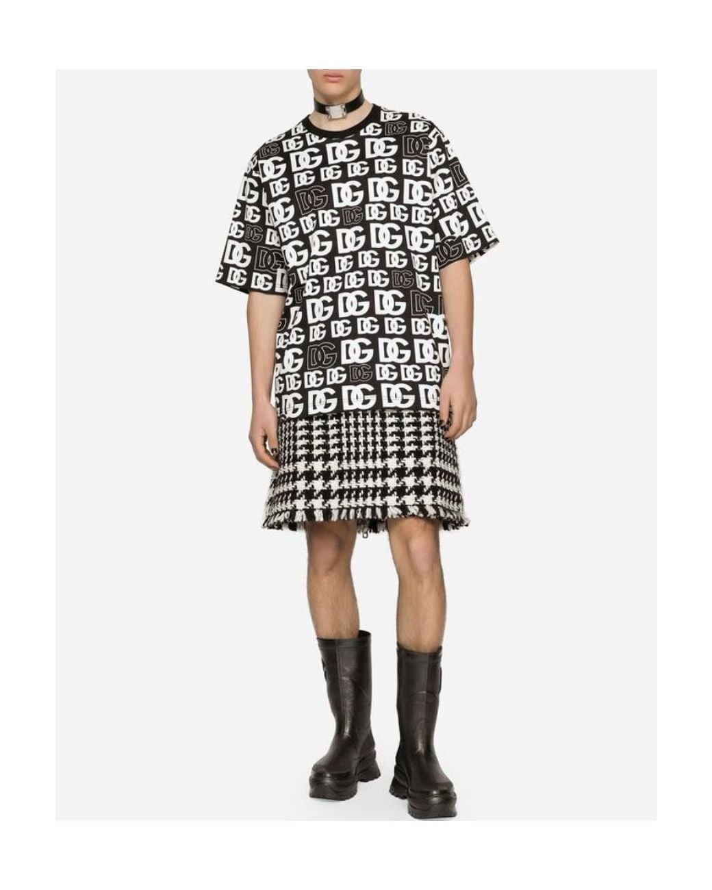 Dolce & Gabbana Black All-Over Dg Logo-Print T-Shirt for men