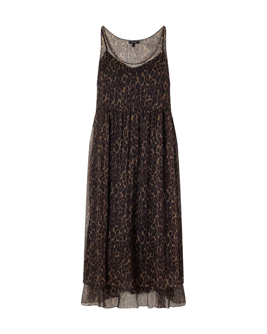R13 Brown Gathered Tiered Animal-Print Silk-Chiffon Midi Dress