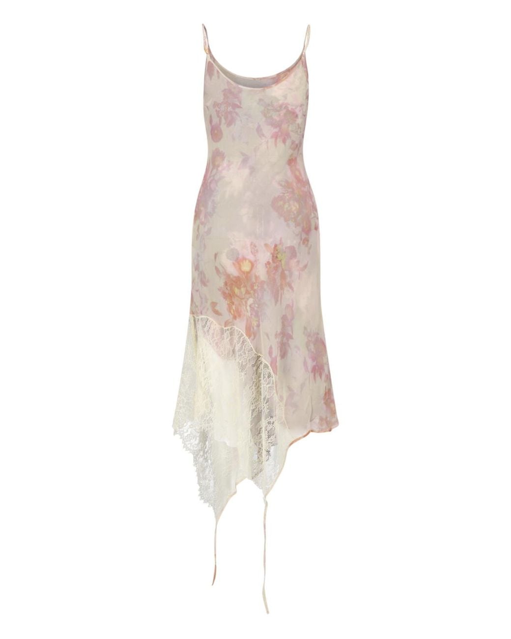 DIESEL White Floral Lace Asymmetric Dress