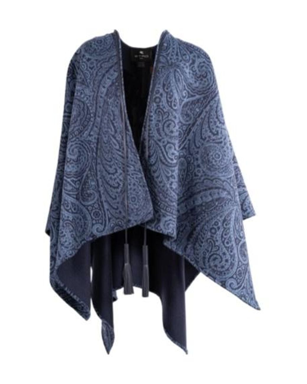 Etro Blue Paisley Jacquard Poncho