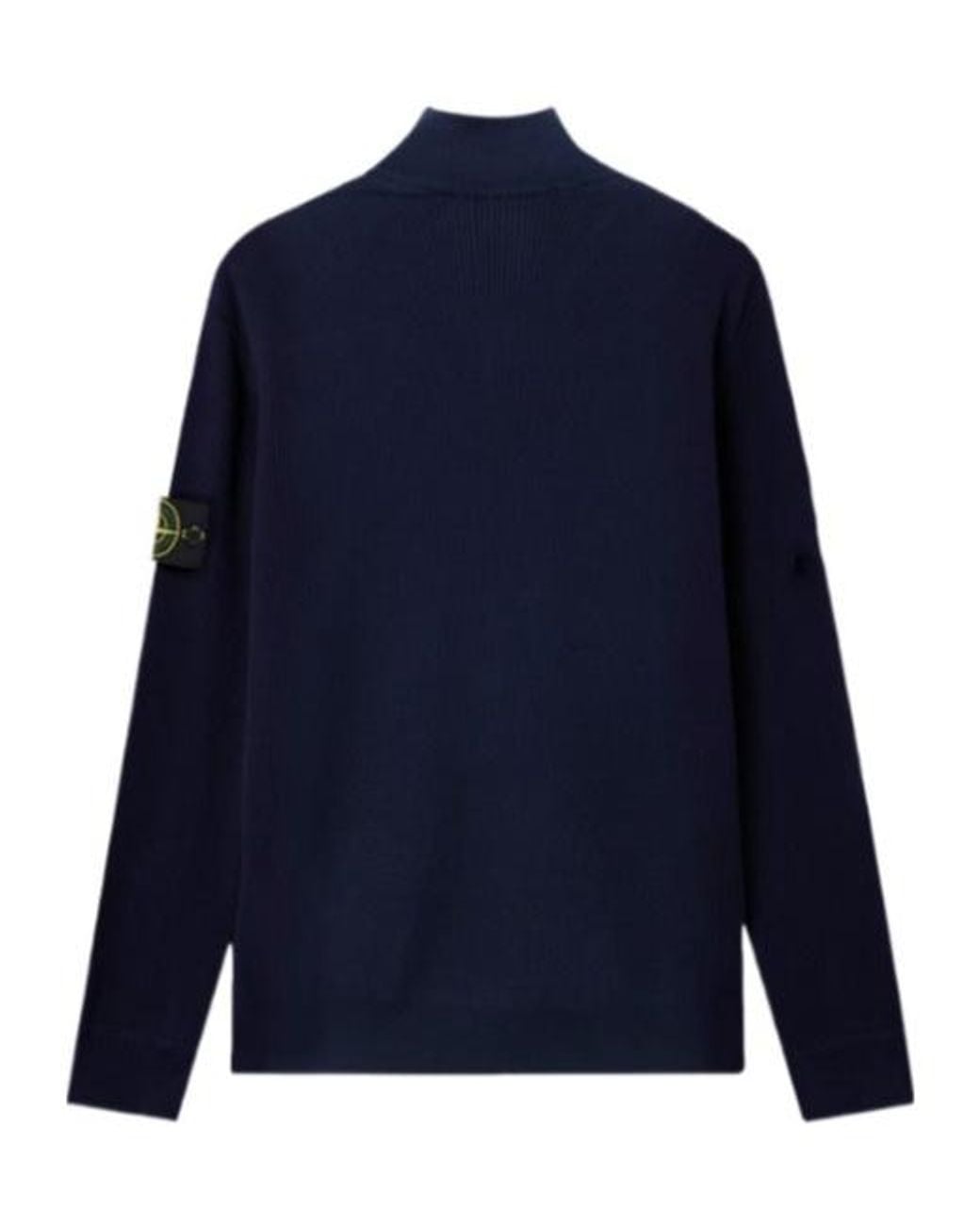 Stone Island Blue Logo Patch Zip-Up Cardigan for men