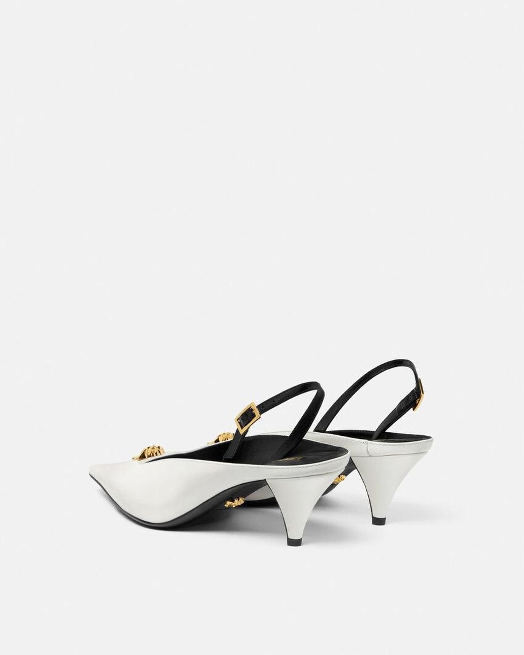 Versace White Pointed-Toe Slingback Pumps