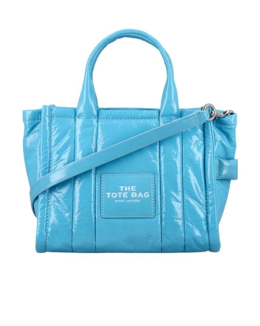 Marc Jacobs Blue The Crinkle Mini Leather Tote Bag